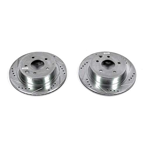 Power Stop Rear JBR1342XPR Drilled & Slotted Evolution Rotor Pair For INFINITI M45 2003-2004, INFINITI Q45 2002-2006 [Model Specific]