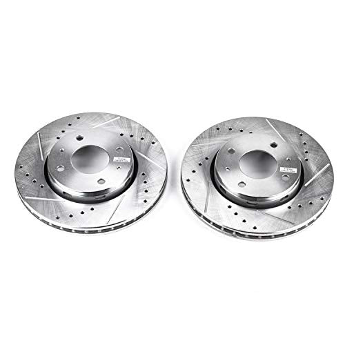 Power Stop Front EBR644XPR Evolution Drilled & Slotted Rotor Pair For Volvo S40 2000-2004, Volvo V40 2000-2004 [Model Specific]