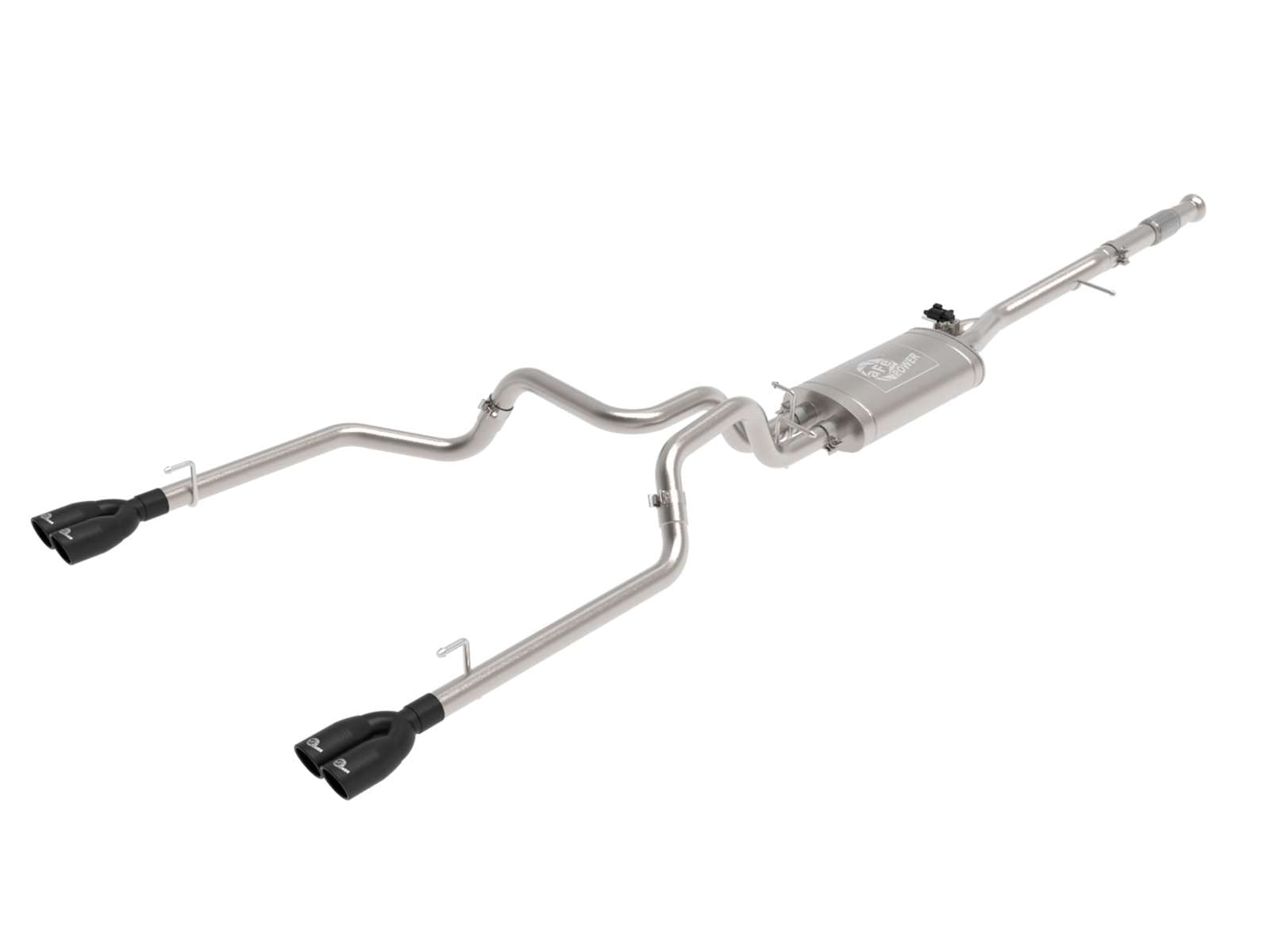 Gemini XV aFe POWER 49-34139-B Cat-Back Exhaust System w/Cut-Out, 3" 304 Stainless Steel, Black Tips, for 2019-2021 GM Trucks