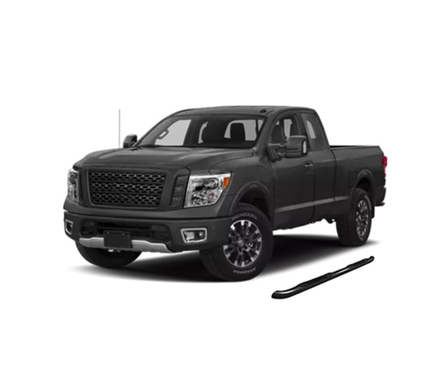 3in Black Horse Side Steps Compatible with 2004-2025 Nissan Titan-9TNR07A