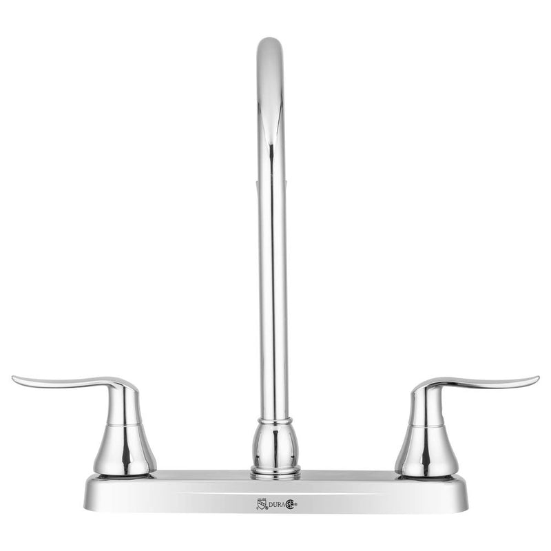 Dura Faucet RV DF-PK330HLH-CP Elegant J-Spout Swivel Kitchen Sink Faucet, Two Handle (Chrome)