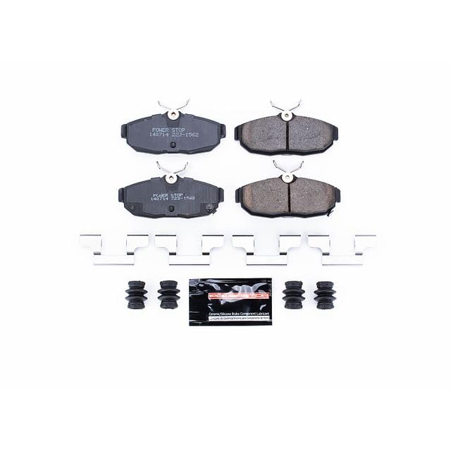 Power Stop Z23-1562 Z23 Evolution Sport Rear Carbon Fiber Infused Ceramic Brake Pads with Hardware For Ford Mustang 2012 [Model Specific]