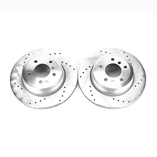 Rear Power Stop EBR1217XPR Evolution Performance Drilled, Slotted & Plated Brake Rotor Pair For BMW 135i 2008-2013, BMW 135is 2013 [Model Specific]
