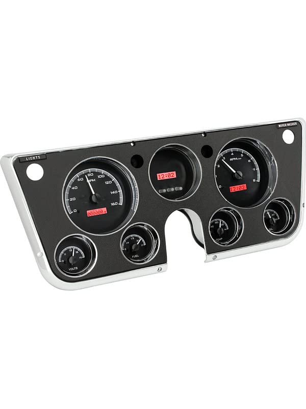 Dakota Digital 67 68 69 70 71 72 Chevy Analog Pickup Truck Dash Gauge Black Alloy Red VHX-67C-PU-K-R