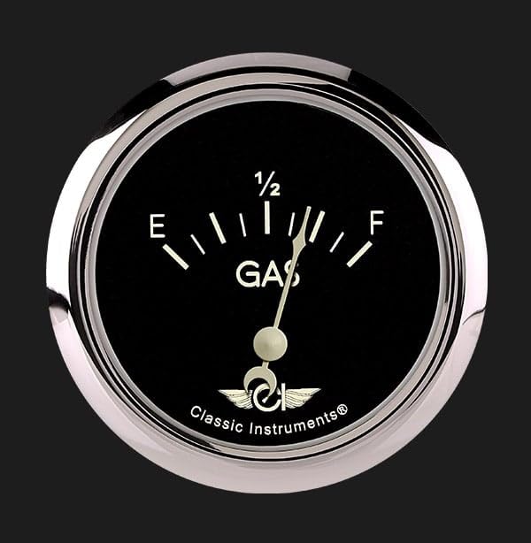 Classic Instruments Classic Series 2 5/8" Fuel Gauge CL212SRC 0-90 Ohm Ss