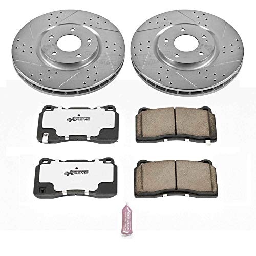 Power Stop K107-26 Z26 Carbon Fiber Brake Pads with Drilled & Slotted Brake Rotors Kit For Mitsubishi Lancer 2003-2006 [Model Specific]