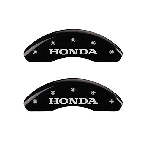 MGP Caliper Covers Black Powder Coat Finish 20107SHONBK Engraved Caliper Cover with Silver Characters, Set of 4 "Honda"