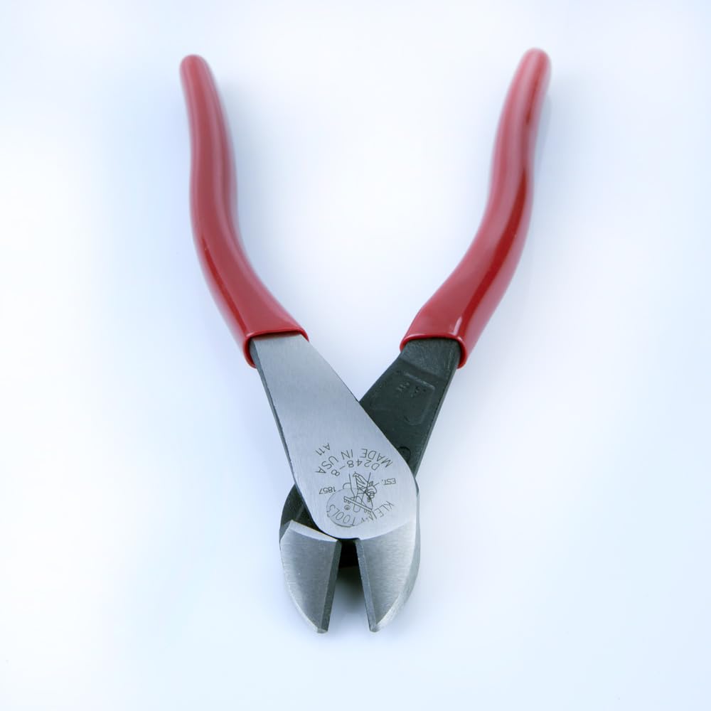 Klein Tools Pliers D248-8, Made in USA, Diagonal Cutting Multi-Purpose Pliers with Angled Head, High-Leverage Design, and Short Jaw, 8-Inch