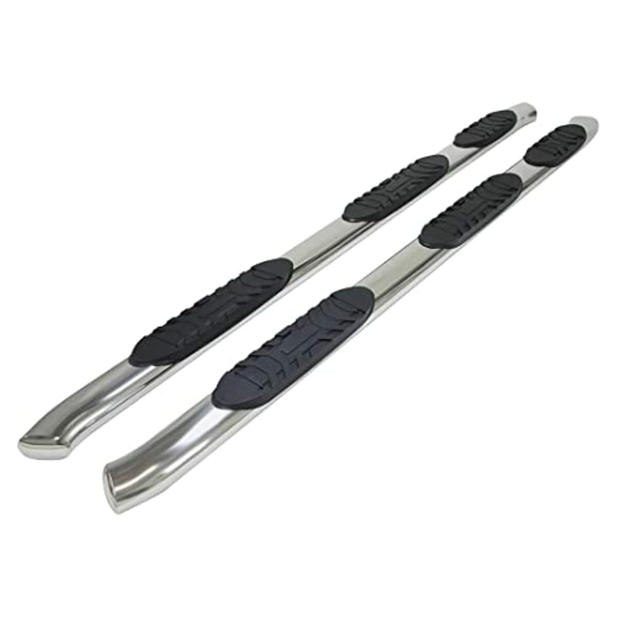 Chevrolet Silverado 1500 Crew Cab Fits Nerf Bar 6.5 Foot Bed 2007-2018 Bent 5 Inch Oval Polished Stainless Steel Wheel-to-Wheel Bars with Step Pads and Bed Step Set of 2 Running Boards TrailFX A7039S