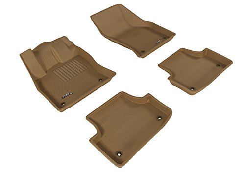 Complete Set 3D MAXpider Custom Fit All-Weather Floor Mat for Select Audi A3/S3 Models - Kagu Rubber (Tan)