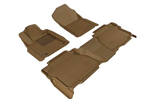 Kagu Floor Mat (TAN) 3D MAXpider for 2007-2011 Toyota Tundra CREWMAX - 1ST Row 2ND Row
