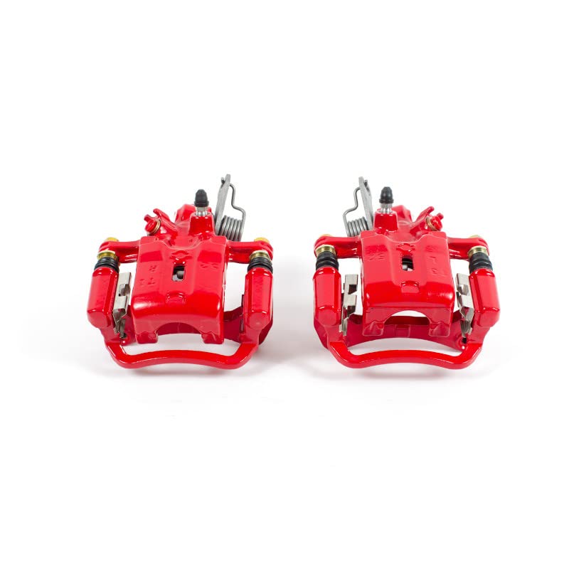 Power Stop Pair of High-Temp Red Powder Coated Rear Calipers for Infiniti I30 2001, Infiniti I35 2002-2004, Nissan Maxima 2001-2003 [Model Specific]