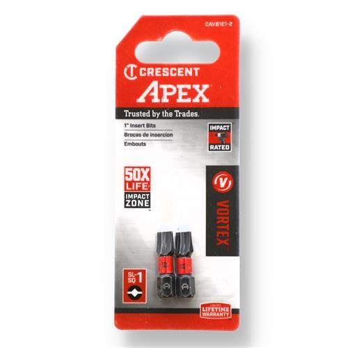 Apex Crescent 1 x 2 Slotted Square Vortex™ Impact Power Bit - 2 Pack - CAVB2E1-2