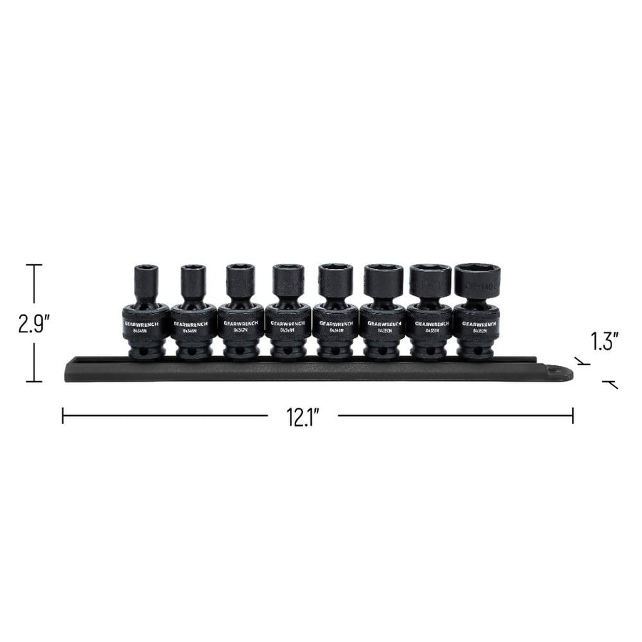 3/8" Drive GEARWRENCH 8 Pc. Standard Universal Impact Socket Set, SAE - 84917N