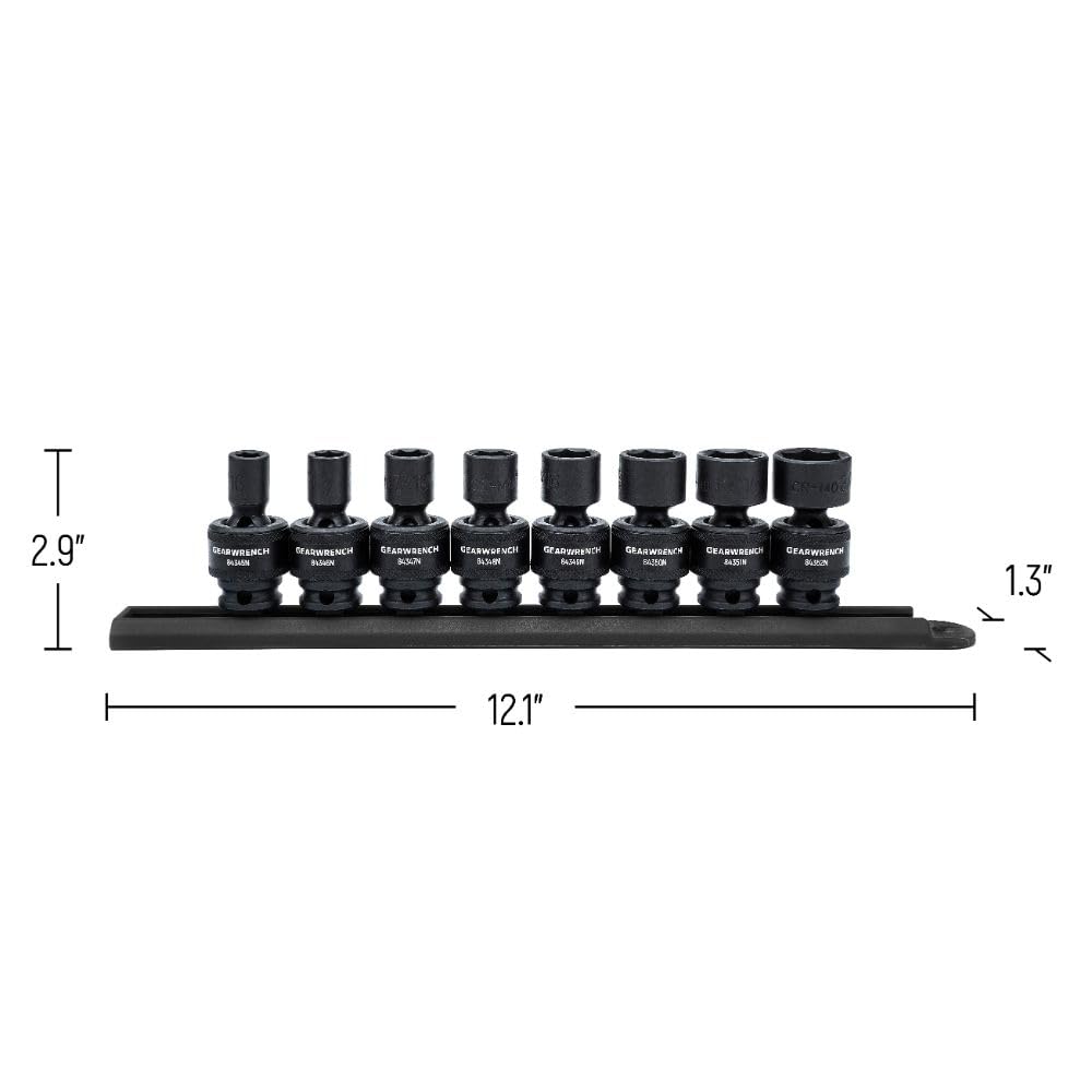 3/8" Drive GEARWRENCH 8 Pc. Standard Universal Impact Socket Set, SAE - 84917N