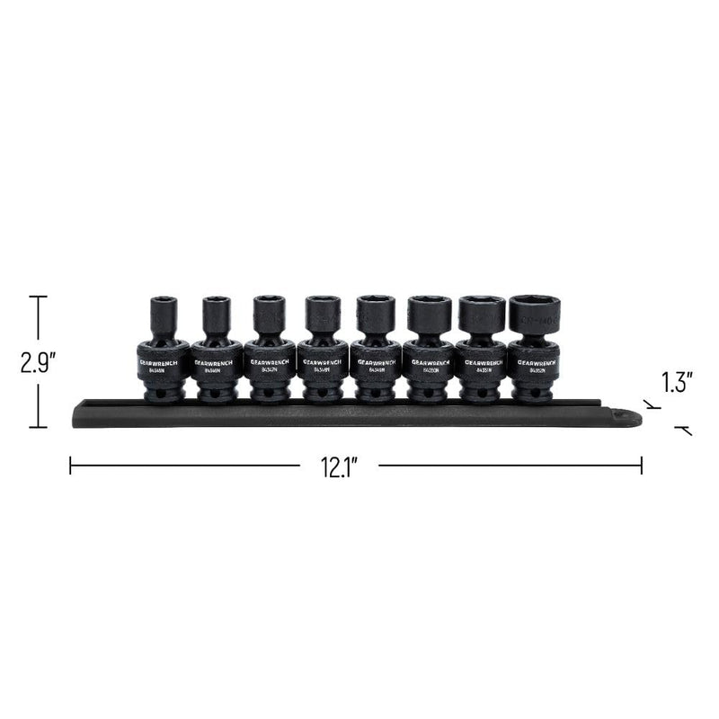 3/8" Drive GEARWRENCH 8 Pc. Standard Universal Impact Socket Set, SAE - 84917N
