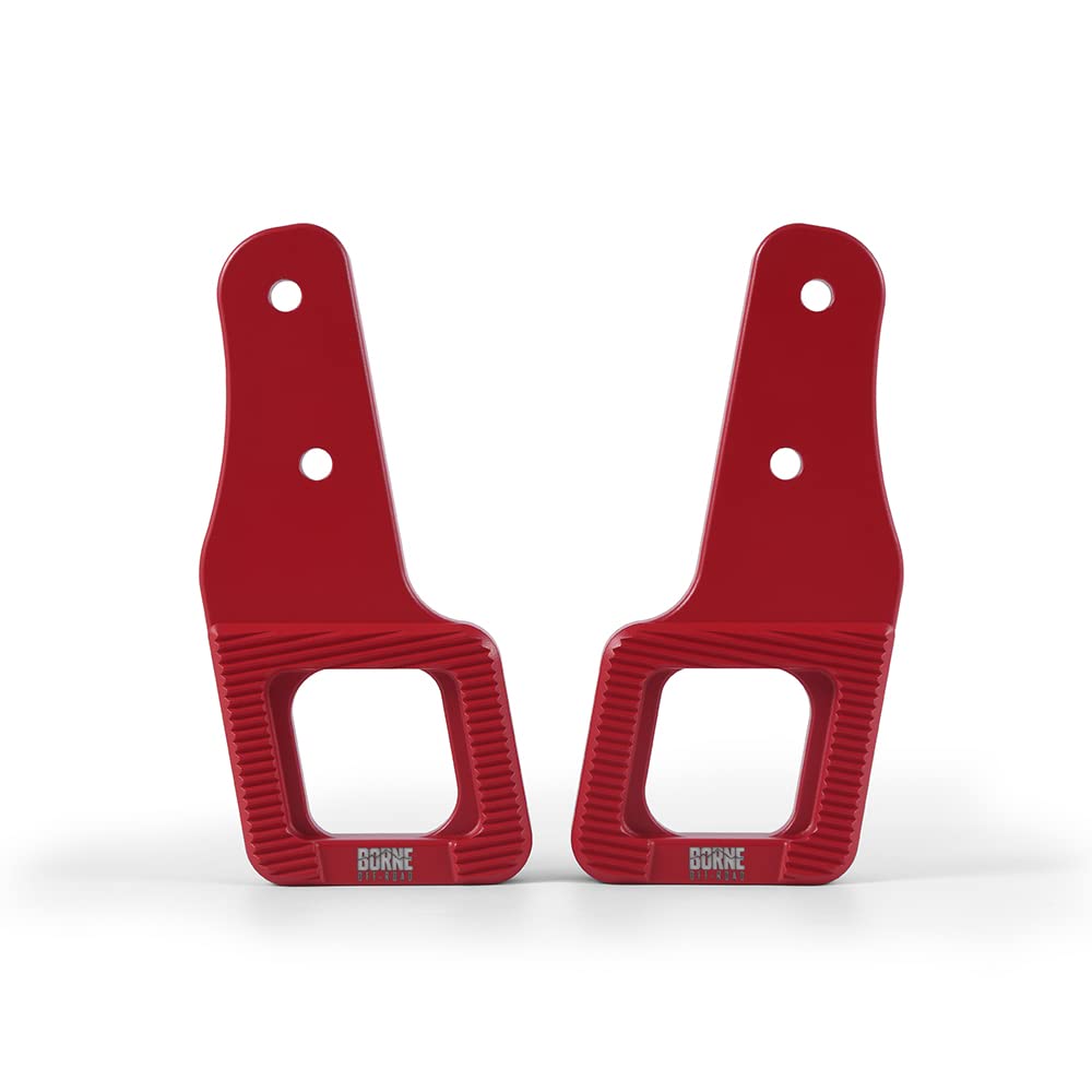Mishimoto Off-Road Borne BNTH-F150-17RD Billet Tow Hooks, Compatible with Ford Raptor, 2017+, Micro-Wrinkle Red