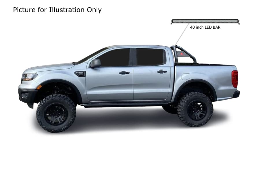 Classic Black Horse Roll Bar Includes 1 40in LED Light Bar Black Compatible with 2019-2024 Ford Ranger-RB08BK-KIT