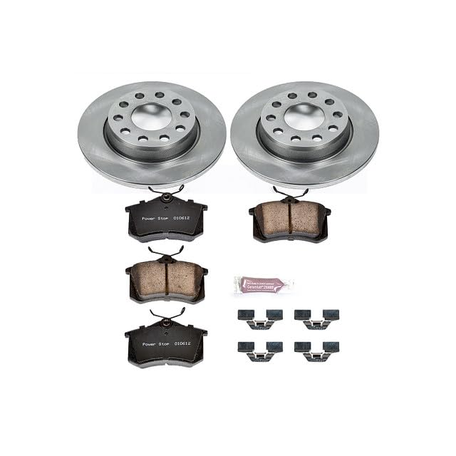 Power Stop KOE3109 Rear Replacement Brake Kit-OE Brake Rotors & Ceramic Brake Pads For Audi A4 2002-2006, Audi A4 Quattro 2002-2006 [Model Specific]