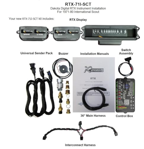 Dakota Digital Retrotech Gauge RTX-71I-SCT-X Instrument System Compatible with 1971-80 International Scout II / 1969-75 D Series Pickup and Travelall