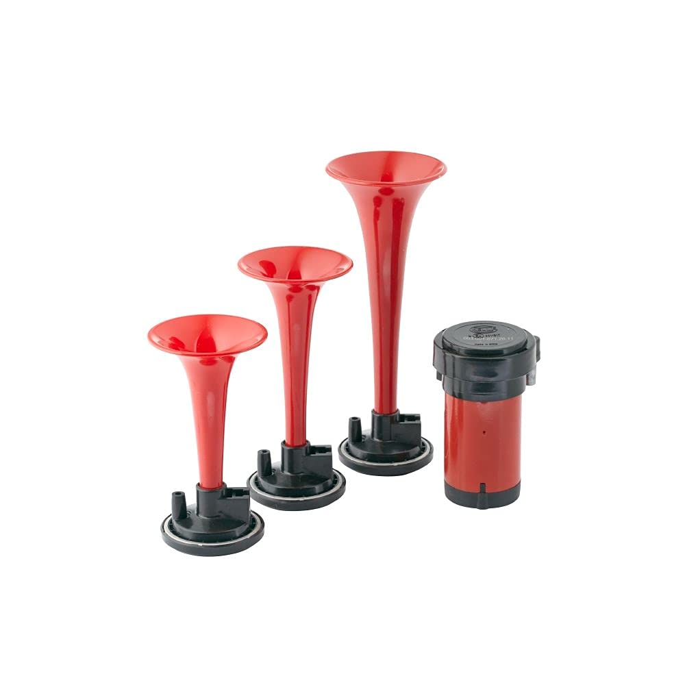 Triple-Tone Hella 003001671 Air Horn Kit with 12V Air Compressor and Mounting Bracket