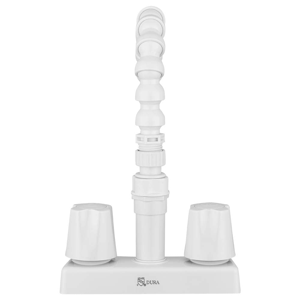 Dura Faucet Quick Connect RV Exterior Faucet with 360-Degree Flexible Gooseneck Spout (White)