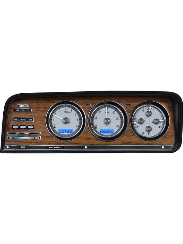 Dakota Digital VHX-73J-WAG-S-B Jeep Wagoneer Compatible with 1973-85 Analog Dash Gauge System Silver Alloy Blue Backlighting