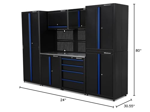 30.5" x 24" Montezuma 2-Door Locking Standing Cabinet for Garage Tool Storage, Black
