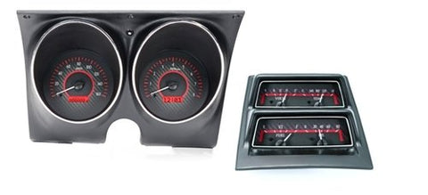 68 Chevy Camaro Dakota Digital with Console Gauges VHX Analog Dash Carbon Fiber Blue VHX-68C-CAC-C-B