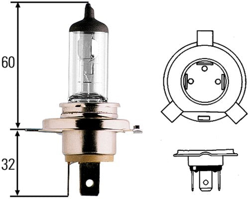 9003 HELLA Standard Halogen Bulb, 12 V, 60/55W, Clear, Standard - 60/55W