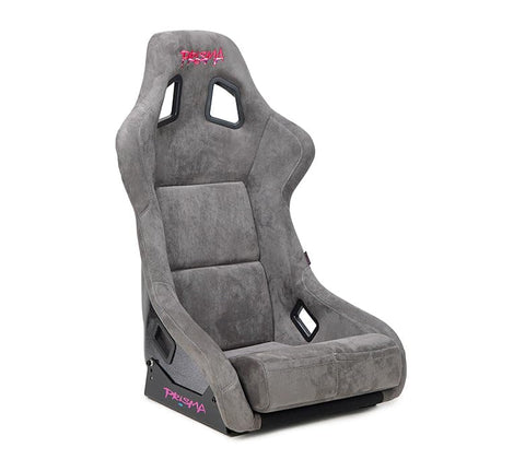 NRG Innovations Universal Fixed Back NRG-FRP-302GM-PRISMA Bucket Racing Seat for 5-Point Harnesses, Size L, Gun Alcantara Material, 24" W X 35" H X 18" D