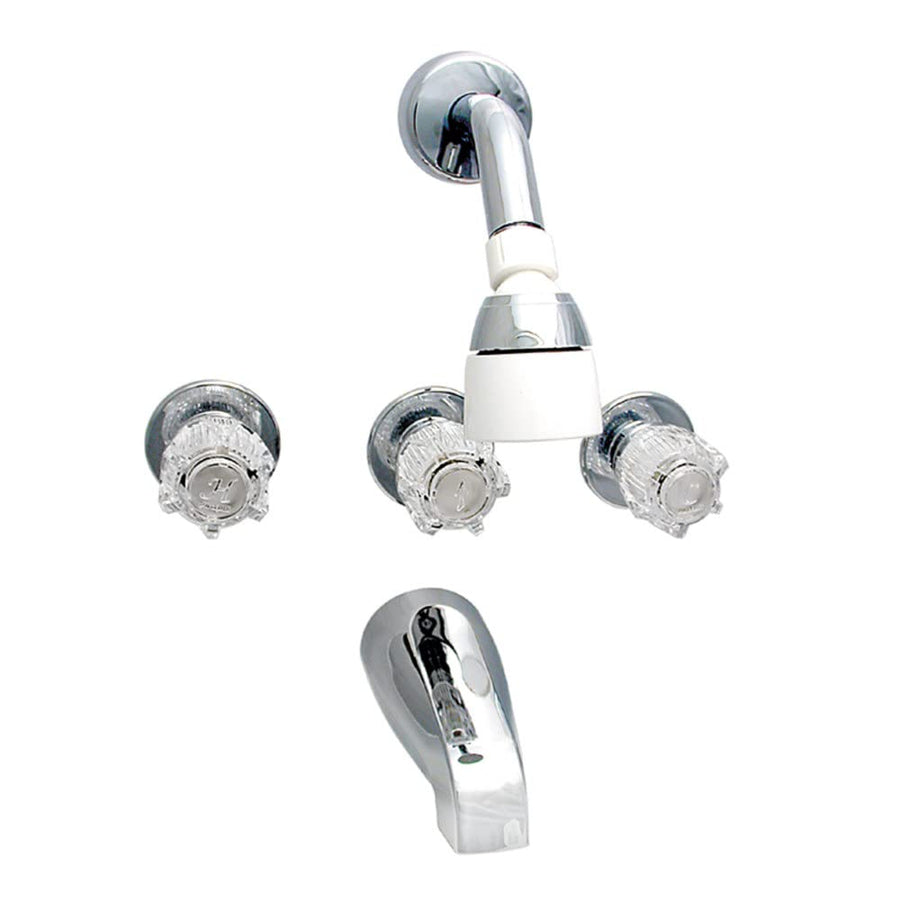Brass Three-Handle Valterra PF214307 8" Tub/Shower Faucet with Shower Head Kit - Chrome