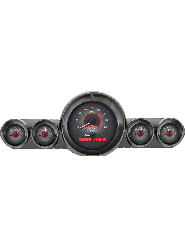 Dakota Digital VHX-59C-IMP-C-R 59 60 Chevy Impala El Camino Analog Dash Gauges Carbon Fiber Red