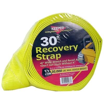 6X KEEPER 02963 30' Vehicle Recovery Strap with Loops