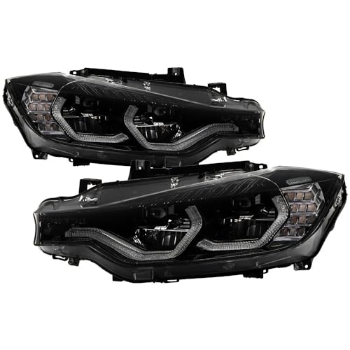 BMW F30 (Fit Halogen Model) Spyder w/LED DRL Projector Headlights - Black Smoke (xTune)