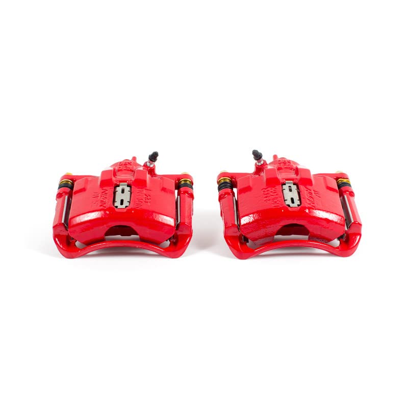 Power Stop S1381 Front Pair of High-Temp Red Powder Coated Calipers for Honda Accord 1990-1993 [Model Specific]