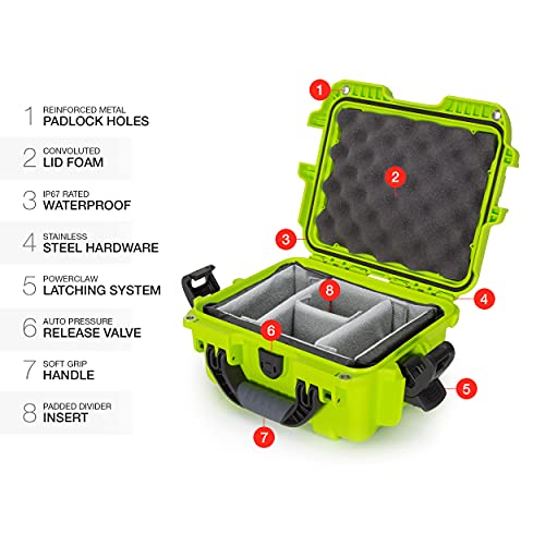 Waterproof Nanuk 905 Hard Case with Padded Dividers - Lime