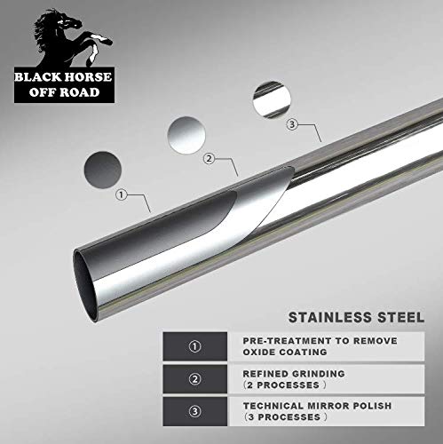Bumper Guard Modular Stainless Steel Black Horse Grille brush Come With pair of 7.0"Dia.LED Lights with Black Trim Rings Compatible with 2004-2006 Lexus RX330|2007-2009 Lexus RX350-17G80330MSS-PLB