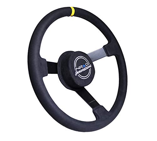 NRG Innovations Reinforced NRG-RST-380MB-A Steering Wheel 380mm Alcantara 3 Spoke, Removable Crushed Pad, Special 6 and 3 Bolt Pattern