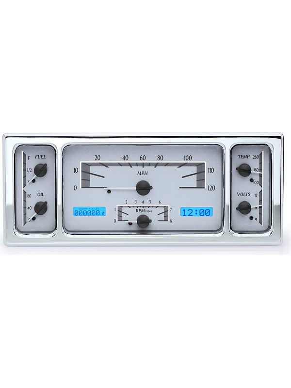 Dakota Digital VHX-35F-S-B Analog Dash Gauges System Compatible with 1935, 1936 and 1939 Ford Car Silver Alloy/Blue Backlighting