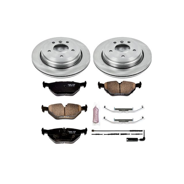 Power Stop KOE2970 Rear Replacement Brake Kit-OE Brake Rotors & Ceramic Brake Pads and 1 Rear Sensor Wire For BMW 325xi 2001-2005 [Model Specific]