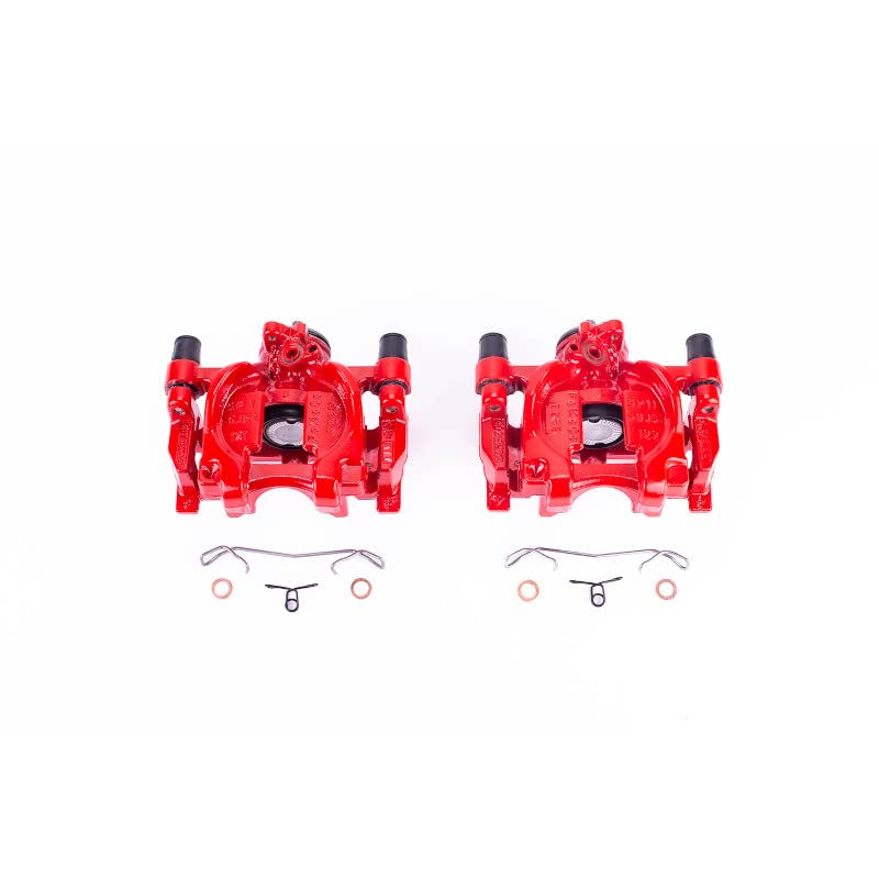 Power Stop Pair of High-Temp Red Powder Coated Rear Calipers For Ford Fusion, Ford Fusion, Ford Police Responder Hybrid, Lincoln Continental, Lincoln MKZ [Model Specific]
