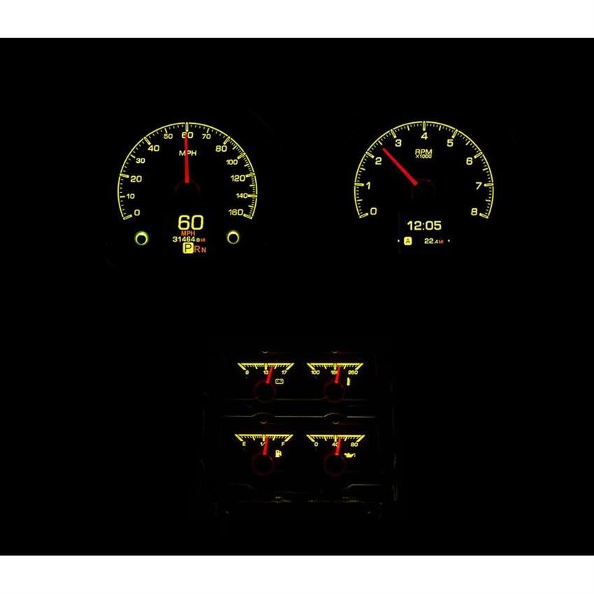Dakota Digital HDX-68C-CAC-K Compatible Analog Gauge System with 1968 Chevy Camaro Console Gauges Black Alloy