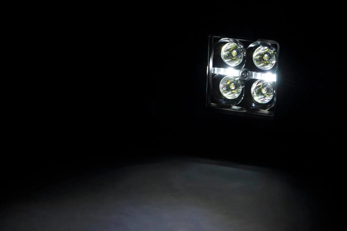 Black Series Rough Country 2-Inch LED Light Pods with White DRL - 3,600 Lumen Spot Beam, 40W CREE LEDs, Waterproof Off-Road Lights for Trucks, Jeeps, UTVs & 4x4s