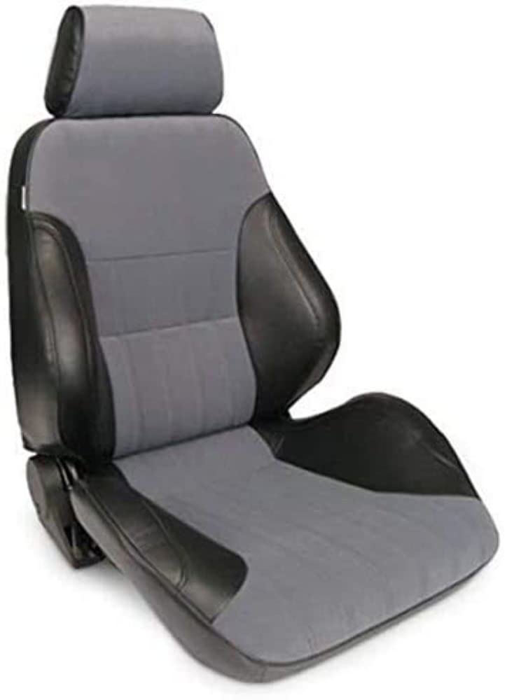 Rally ProCar by Scat Smooth Back Recliner Right Black Vinyl Sides, Grey Velour Insert