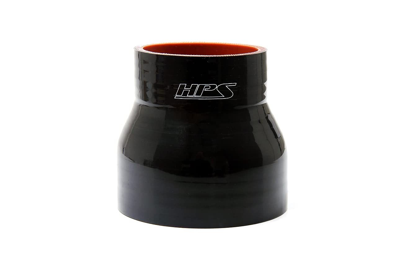 HPS Silicone HTSR-125-200-BLK High Temperature 4-ply Reinforced Reducer Coupler Hose, 100 PSI Maximum Pressure, 3" Length, 1.25" > 2" ID, Black