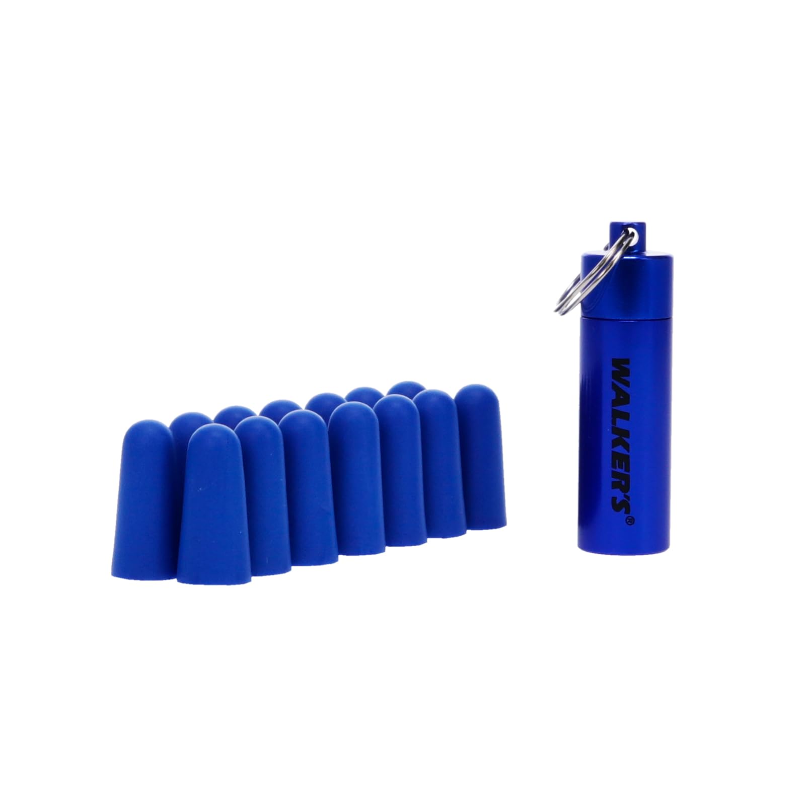 7 Pairs Walker's Neon Yellow Foam Ear Plugs with Orange Aluminum Canister, Blue