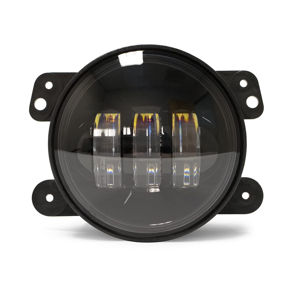 LED Fog Light Kit DV8 Offroad compatible with Jeep Wrangler JK 2007-18 | 4 Inch Round | OEM Replacement | Factory Connectors | Sold as Pair | R4FL16W3W
