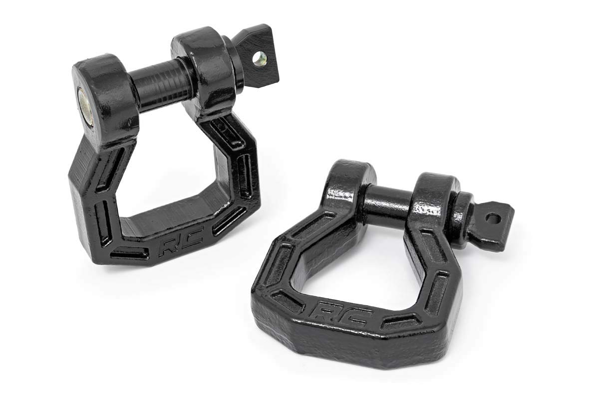 Forged Steel Black Rough Country D-Ring Shackle Set | Pair - RS118