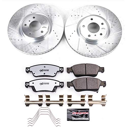 Power Stop K3022-26 Z26 Carbon Fiber Brake Pads with Drilled & Slotted Brake Rotors Kit Front
